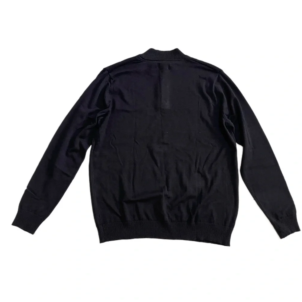 Club Room Mens Button Mock Neck Sweater Size L Deep Black - Picture 5 of 10